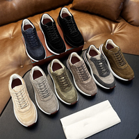 Chaussures décontractées pour hommes en cuir suédé de luxe, à lacets, semelle épaisse blanche, confortables pour la marche, plusieurs couleurs