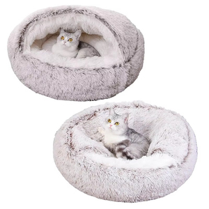 Cuccia a Ciambella Super Morbida per Cani e Gatti, Ecologica, in Peluche Lungo e Soffice, Lavabile, Calda e Confortevole per l'Inverno - Product Image 1