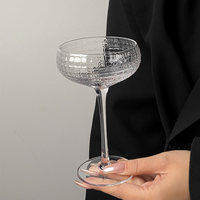 Verre à cocktail en cristal sans plomb, motif quadrillé gaufré, style nordique de luxe, pour mariage, fête, bar