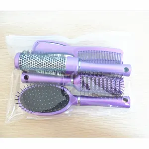 5pcs Hair brush comb mirror set packed in PVC bag