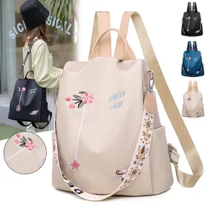 Nova moda bordado flor mochilas para mulheres grande capacidade oxford pano senhoras estudante mochila escolar sacos