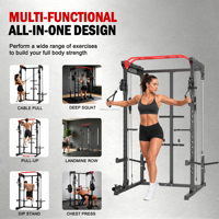 Station multifonctionnelle avec Cable Crossover, Lat Pulldown, Low Row, Power Rack et Power Cage à charge par plaques, équipement de musculation pour salle de sport à domicile