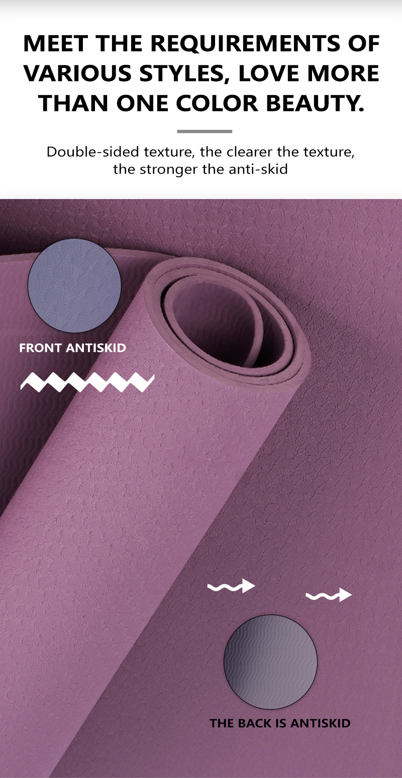 Hot Selling Custom Design Logo Black Blue Purple Pink Green Anti Slip Material Yoga Mat