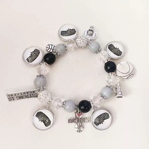 Pulseras de Cuentas de los San <span class=keywords><strong>Antonio</strong></span> Spurs al por Mayor de Fábrica, Pulseras de Moda Unisex con Colgante del Logotipo de los Campeones de Baloncesto, Accesorios de Aleación de Zinc - Product Image 4