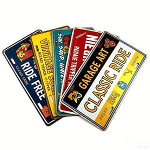 Plaque d'immatriculation vintage personnalisée en métal, en promotion, pour la décoration murale de <span class=keywords><strong>garage</strong></span>, voiture, café, maison ou jardin, motif personnalisé - Product Image 1