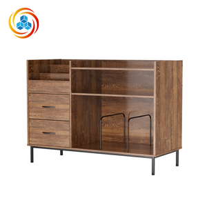 <span class=keywords><strong>Meuble</strong></span> de rangement pour tourne-disque, capacité 500+ albums, étagère contemporaine pour tourne-disque avec tiroirs, console audio robuste en bois, mobilier de salon - Product Image 5