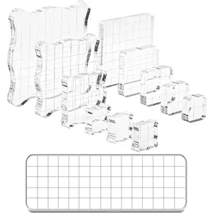 Set di strumenti per blocchi di stampaggio in acrilico trasparente da 12 pezzi con linee di griglia per la prenotazione di rottami artigianato creazione di carte dimensioni assortite