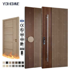 Yohome Chất lượng cao bên ngoài hiện đại dọc ván thiết kế gỗ rắn pivot cửa gỗ cửa trước để nhà riêng - Product Image 1