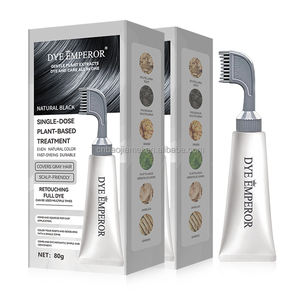 DYE EMPEROR Coloration capillaire permanente douce sans ammoniaque, sans peroxyde, sans dommages, couverture à 100 % des <span class=keywords><strong>cheveux</strong></span> gris avec peigne applicateur - Product Image 1