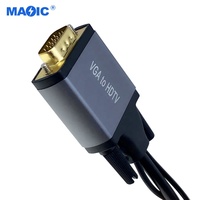 Magelei adaptor VGA ke HDMI, jaket PVC HDTV dan komputer proyektor dengan kabel daya USB dan Audio dan adaptor HDMI 1.8m