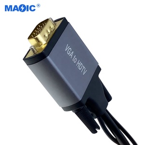 Magelei-Adaptateur VGA 1.8m vers HDMI avec câble d'alimentation <span class=keywords><strong>audio</strong></span> et USB pour projecteur, ordinateur et HDTV, veste PVC - Product Image 4