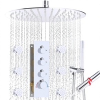 HOMEDEC Ensemble de douche de plafond 16 pouces avec effet pluie, robinet mitigeur 3 voies, douchette à main 2 fonctions, finition chromée, fabriqué en Chine
