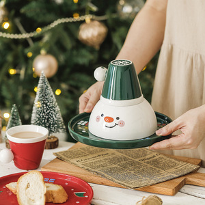 New Creative Holiday Gift Ceramic <b>Dinnerware</b> Set Teacup Salad Bowl Steak Plate Two-color Christmas Cutlery - Product Image 4