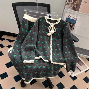 Dalang Knitwear Factory Korean Style Sweater Dress Two Piece Set Autumn Winter Women 2025 New Age Reducing Knitwear - Product Image 2