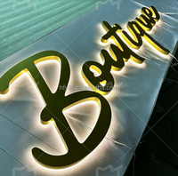 Enseigne murale lumineuse en métal avec lettres en relief 3D rétroéclairées par LED, logo d'entreprise, étanche, pour extérieur, devanture de magasin