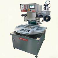 HYPERVAC Industriële Automatische Traysealmachine Draaitafel Voedsel Tray Sealer Vers Vlees Fruit Groente Verpakking 304
