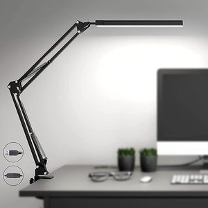 Lampe de bureau moderne pour <span class=keywords><strong>architecte</strong></span> avec pince flexible, lumière LED protectrice pour les yeux, gradation progressive, éclairage réglable de luxe pour table et bureau - Product Image 1