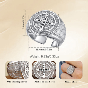 Anelli Regolabili con Croce Celtica di San Benedetto in Argento Sterling 925, Gioielli con Simbolo di Speranza e <span class=keywords><strong>Fede</strong></span> - Product Image 4