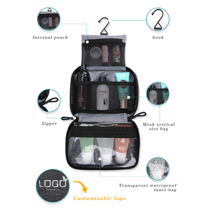Bolsa de Aseo Colgante de Viaje de Poliéster, Kit de Higiene con Gancho Metálico, Malla Interior Impermeable, Bolsillos Verticales, para Hombres y Mujeres - Product Image 3