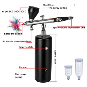 Kit aérographe avec compresseur rechargeable 32 PSI, double action, alimentation par gravité, pour travaux artistiques, maquillage, nail art, décoration de gâteaux, portable - Product Image 4