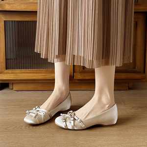 Nuevos Zapatos de Tacón con Punta Cuadrada y Lazo al Estilo Francés para Mujer, Zapatos Mary Jane de Ballet, Tallas Grandes - Product Image 1