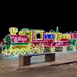 Éclairage de train de Noël LED sur mesure pour projet de décoration de centre commercial en période des fêtes - Product Image 1