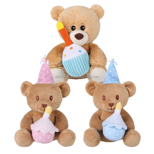 Adorable Ours en Peluche Marron Moelleux Tenant une <span class=keywords><strong>Bougie</strong></span> Gâteau, Jouet en Peluche Certifié CE CPC, Animal en Peluche pour Décoration de Baby Shower et Anniversaire - Product Image 5