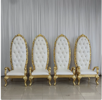 Chaises royales en cuir à dossier haut, style moderne, moins chères, dorées, pour le marié et la mariée, chaises de luxe pour hôtel
