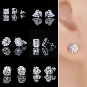 Nhà Máy IGI Gia Cấp Giấy Chứng Nhận 10K 14K 18K Rắn Mạ Vàng Solitaire Stud Hoop Bông Tai Cvd Phòng Thí Nghiệm Làm 1CT Để 2ct Grown Kim Cương - Product Image 1