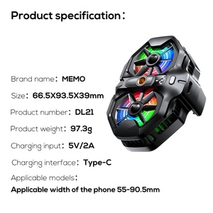 MEMO DL21 Cell Phone Cooling <b>Fan</b> Radiator Gaming Mobile Dual <b>Fans</b> Phone Cooler for Live Streaming Outdoor Vlog - Product Image 2