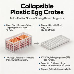 Nueva Cesta Plegable de Plástico PP Apilable para Transporte de <span class=keywords><strong>Huevos</strong></span>, Capacidad para 300 <span class=keywords><strong>Huevos</strong></span>, para Uso en Granjas Avícolas - Product Image 4