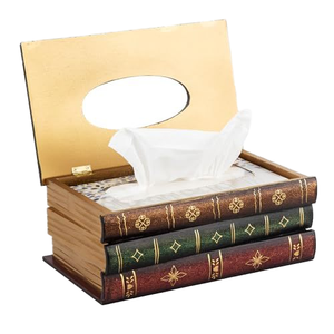 American Styling Creative Wooden Retro <b>Book</b> <b>Box</b> Shape Tissue <b>Box</b> Paper Storage <b>Box</b> Decoration - Product Image 6