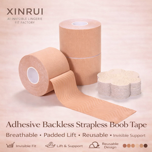 เทปยกกระชับหน้าอกผ้าฝ้ายผสมสแปนเด็กซ์ ขนาด 5 ซม. <span class=keywords><strong>x</strong></span> 5 ม. พร้อมแผ่นปิดจุกนม สำหรับชุดเดรสเปิดหลัง - Product Image 1