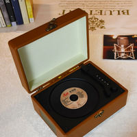 Tourne-disque vinyle portable vintage multifonction rétro BT LP avec haut-parleur sans fil