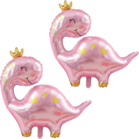 Balon Foil Dinosaurus Mahkota Merah Muda Balon Mylar Berbentuk Dinosaurus Putri untuk Pesta Ulang Tahun Anak Perempuan dan Baby Shower