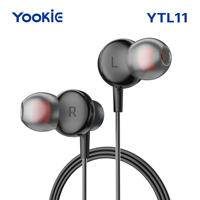 YooKiE YTL11 Earphone Berkabel In-ear Logam Tipe-C dengan Mikrofon Transmisi Digital Hitam
