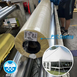 Matériel de tente anti-UV 550g 1000D bâche en PVC bâche en tissu enduit de PVC ignifuge bâche de tente en rouleau bâche en PVC blanc pour tente - Product Image 1