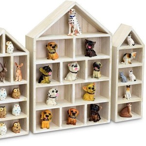 Wooden House Shape <b>Wall</b> <b>Shelf</b> Storage Rack For Figurines Toys Display 5 Tier Irregular Design <b>Wall</b> <b>Mounted</b> Type - Product Image 4