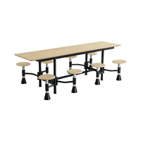 Ensemble table et chaises de salle à manger 8 places pour écoles, hôpitaux et commerces, mobilier de restaurant, structure en contreplaqué et fer, design contemporain