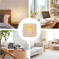 Base lumineuse LED en bois avec câble USB et interrupteur, support d'affichage carré à 3 couleurs réglables pour boule de cristal, art en verre, bijoux