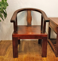 Fauteuil de salle à manger rustique vintage chinois en bois massif avec dossier, structure à mortaise et tenon, confortable, vente en gros