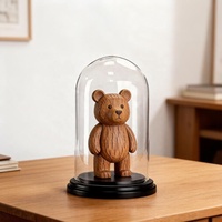 Cúpula de Acrílico con Base de Madera Negra, Exhibidor Decorativo, Campana de Cristal para Objetos Antiguos y Coleccionables, Terrario, Decoración del Hogar