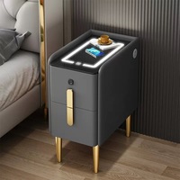 Table de chevet intelligente avec charge sans fil + lumière 3 couleurs + USB + verrouillage par empreinte digitale + multiprise intégrée