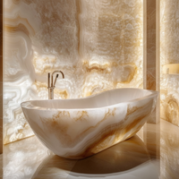 Baignoire autoportante moderne en surface solide, baignoire de douche pour salle de bain, baignoire en pierre d'onyx de luxe de haute qualité pour hôtel