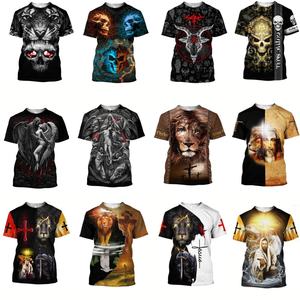 Schädel Engel und Dämon Jesus 3D-Druck Herren T-Shirts Sommer mode Harajuku Tops Tee - Product Image 2