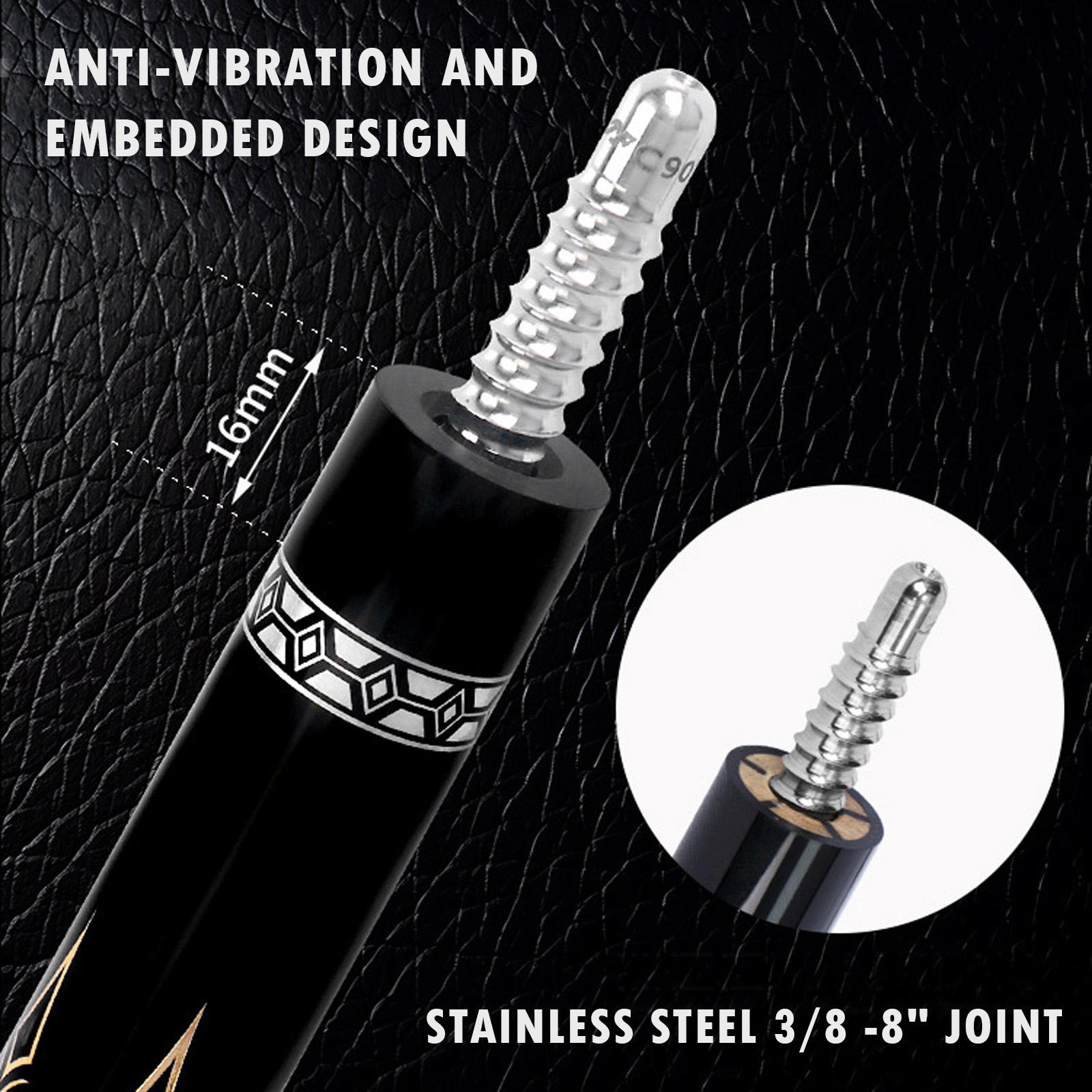 JFLOWERS Cue JF 20-26 Gold Armor Carbon Fiber Pool Cue Stick - Low