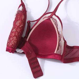 High Quality Sexy Lingerie Vendor Eyelash Lace Wireless Bra <b>Thin</b> Sponge Triangular Cup Bra for Women - Product Image 5