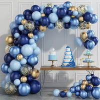 Kit d'arche de ballons personnalisable blanc sable mat et bleu pour anniversaire et mariage, vente chaude