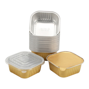 Meishida <b>Square</b> Aluminum Foil <b>Container</b> 325ml With <b>Plastic</b> Lid Disposable For Takeout And Baking - Product Image 1
