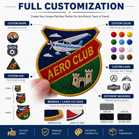 Écusson brodé personnalisé d'aviation, logo de club d'aviation, badge de protection, bordure Merrow, à coudre sur les vêtements